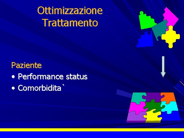 Ottimizzazione Trattamento Paziente • Performance status • Comorbidita` 