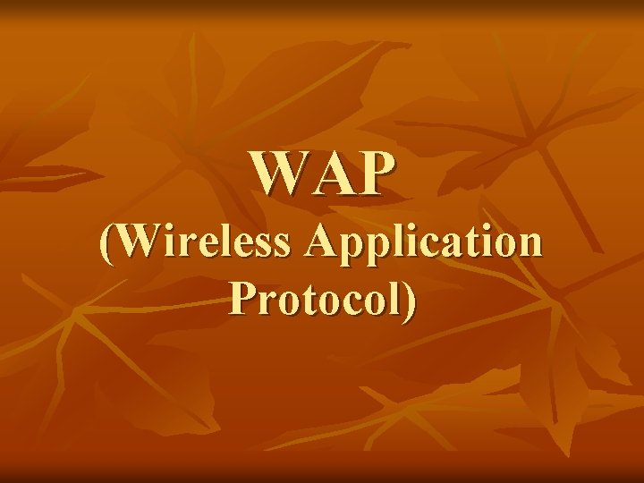 WAP (Wireless Application Protocol) 