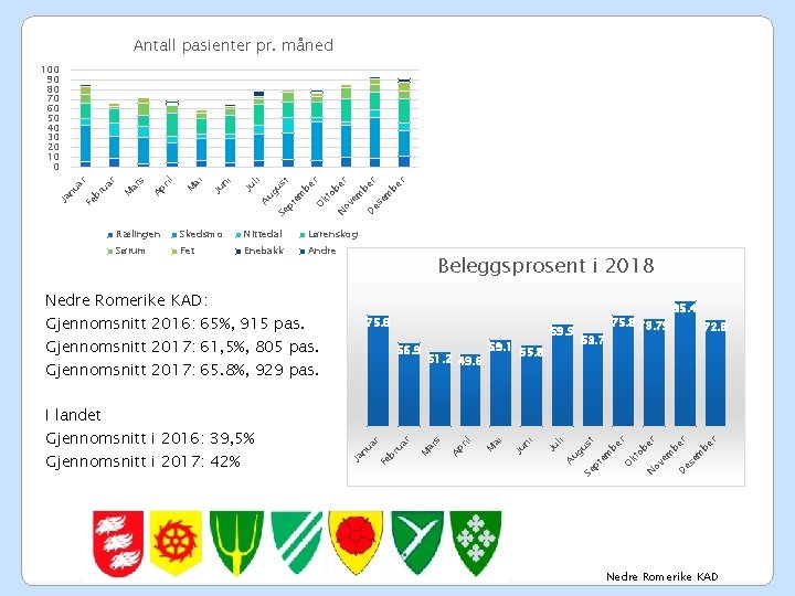 Antall pasienter pr. måned Rælingen Skedsmo Nittedal Lørenskog Sørum Fet Enebakk Andre be r
