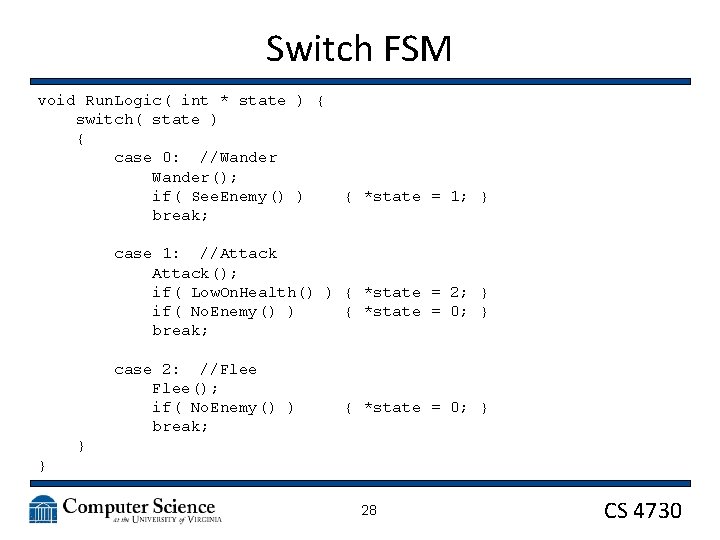 Switch FSM void Run. Logic( int * state ) { switch( state ) {