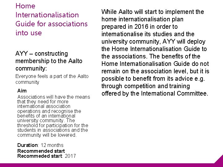 Home Internationalisation Guide for associations into use AYY – constructing membership to the Aalto