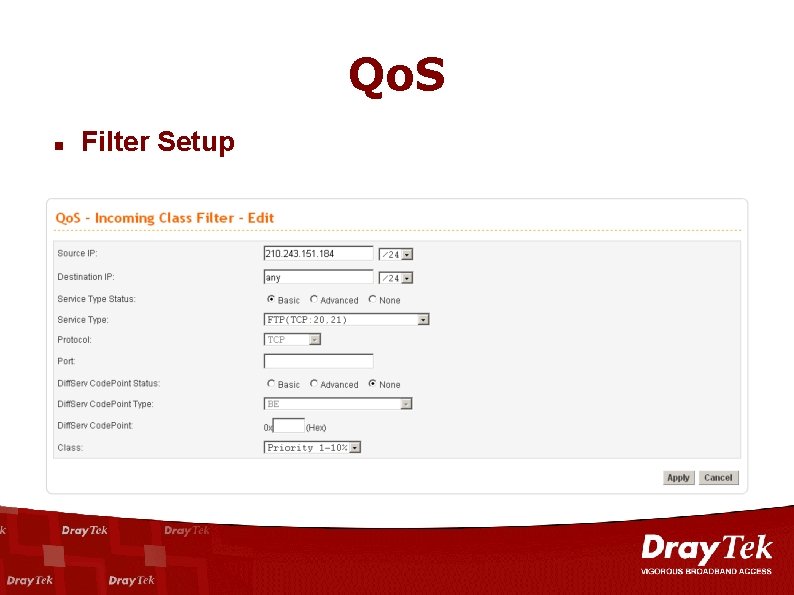 Qo. S n Filter Setup 