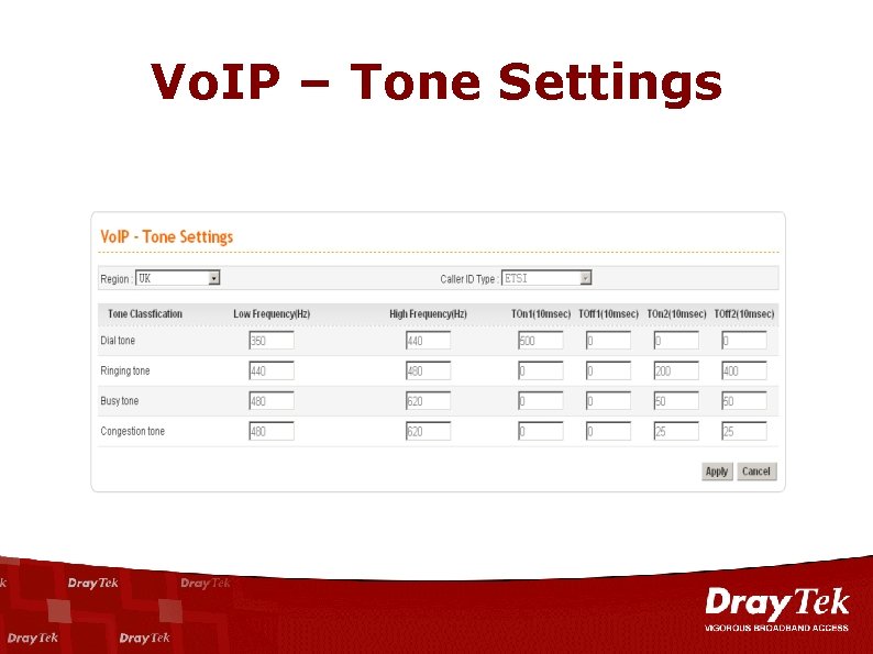 Vo. IP – Tone Settings 