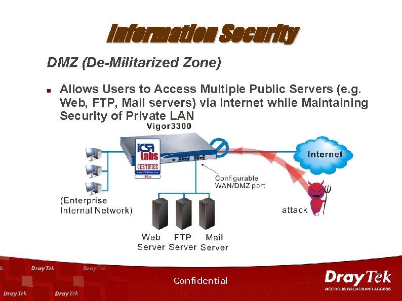 Information Security DMZ (De-Militarized Zone) n Allows Users to Access Multiple Public Servers (e.