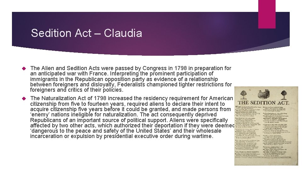 Sedition Act – Claudia The Alien and Sedition Acts were passed by Congress in