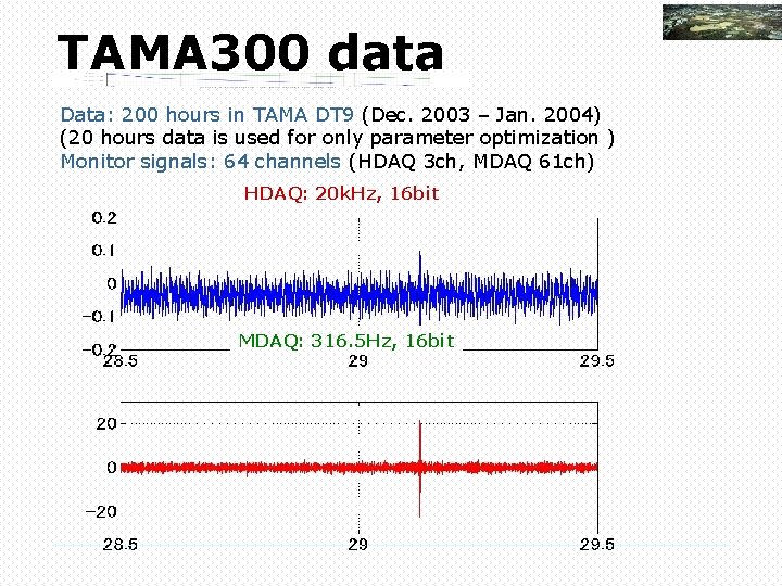 TAMA 300 data Data: 200 hours in TAMA DT 9 (Dec. 2003 – Jan.