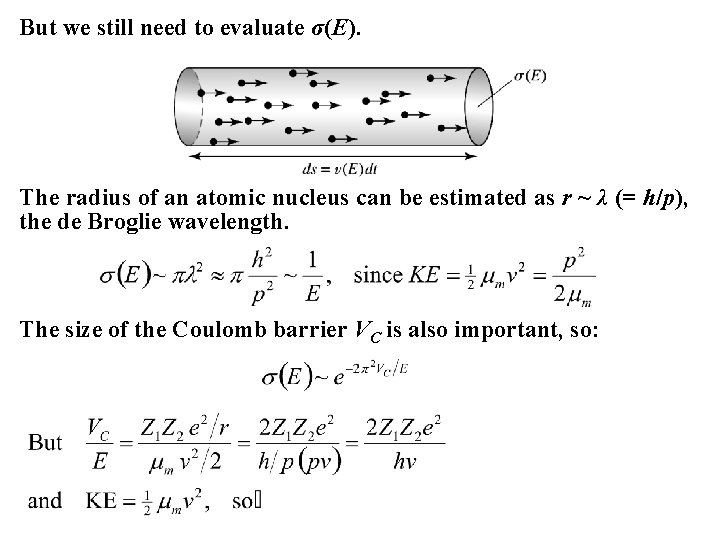 But we still need to evaluate σ(E). The radius of an atomic nucleus can