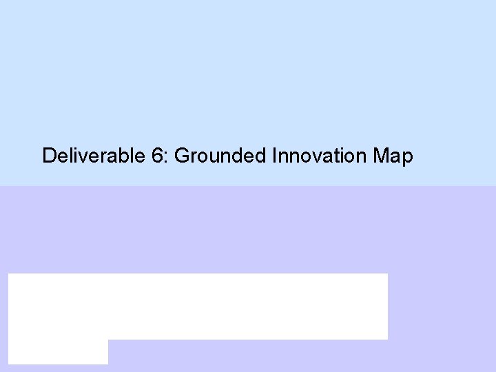 Deliverable 6: Grounded Innovation Map 