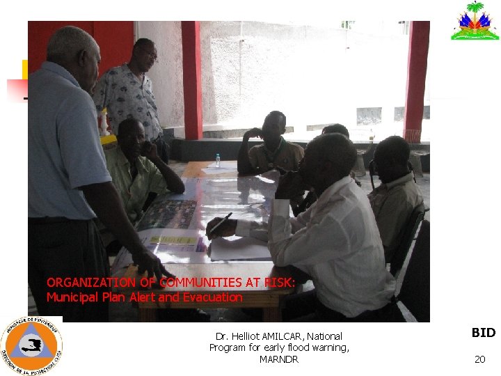 ORGANIZATION OF COMMUNITIES AT RISK: Municipal Plan Alert and Evacuation Dr. Helliot AMILCAR, National ORGANIZATION OF COMMUNITIES AT RISK: Municipal Plan Alert and Evacuation Dr. Helliot AMILCAR, National