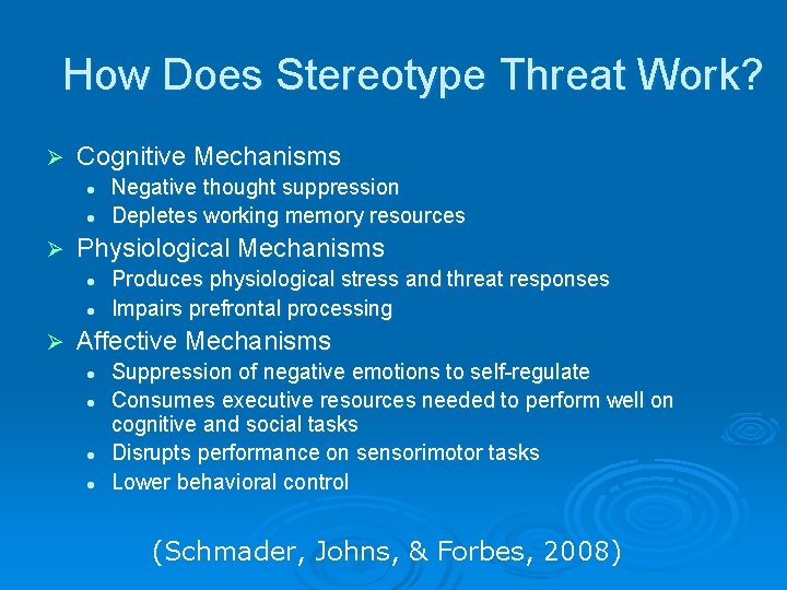 How Does Stereotype Threat Work? Ø Cognitive Mechanisms l l Ø Physiological Mechanisms l