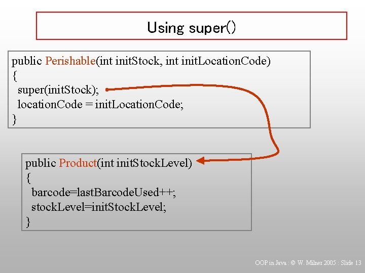 Using super() public Perishable(int init. Stock, int init. Location. Code) { super(init. Stock); location.