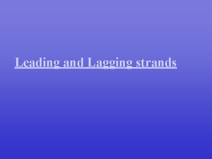 Leading and Lagging strands 