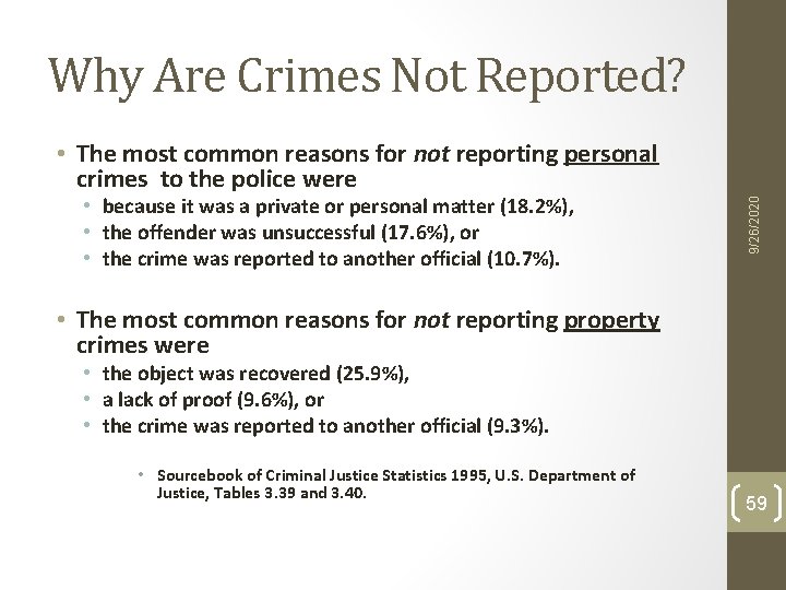 Why Are Crimes Not Reported? • because it was a private or personal matter Why Are Crimes Not Reported? • because it was a private or personal matter