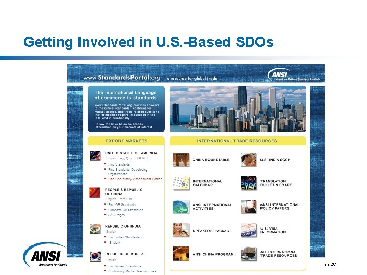 Getting Involved in U. S. -Based SDOs Overview of the U. S. Standards and