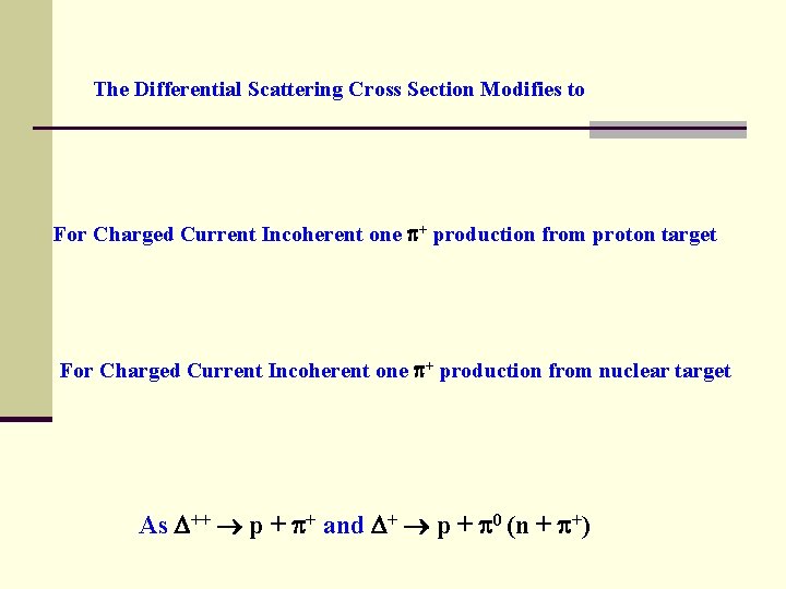 The Differential Scattering Cross Section Modifies to For Charged Current Incoherent one + production