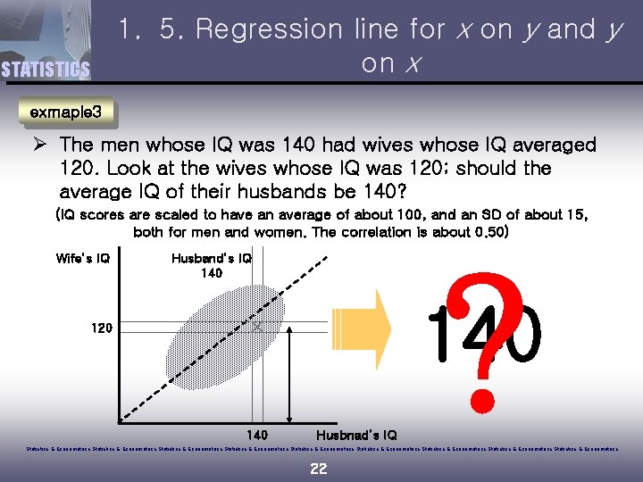 STATISTICS 1. 5. Regression line for x on y and y on x exmaple