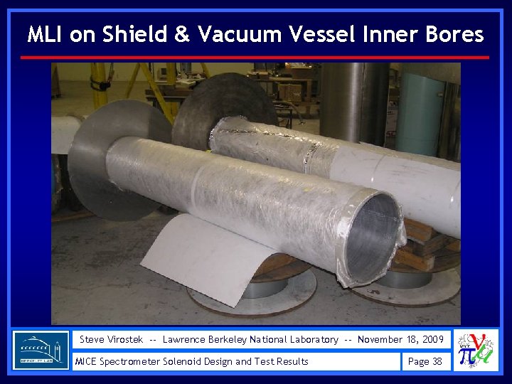 MLI on Shield & Vacuum Vessel Inner Bores Steve Virostek -- Lawrence Berkeley National