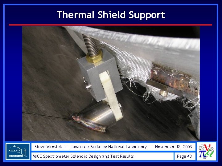 Thermal Shield Support Steve Virostek -- Lawrence Berkeley National Laboratory -- November 18, 2009