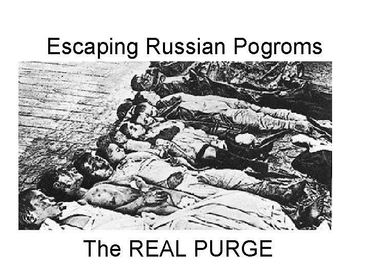 Escaping Russian Pogroms The REAL PURGE Escaping Russian Pogroms The REAL PURGE