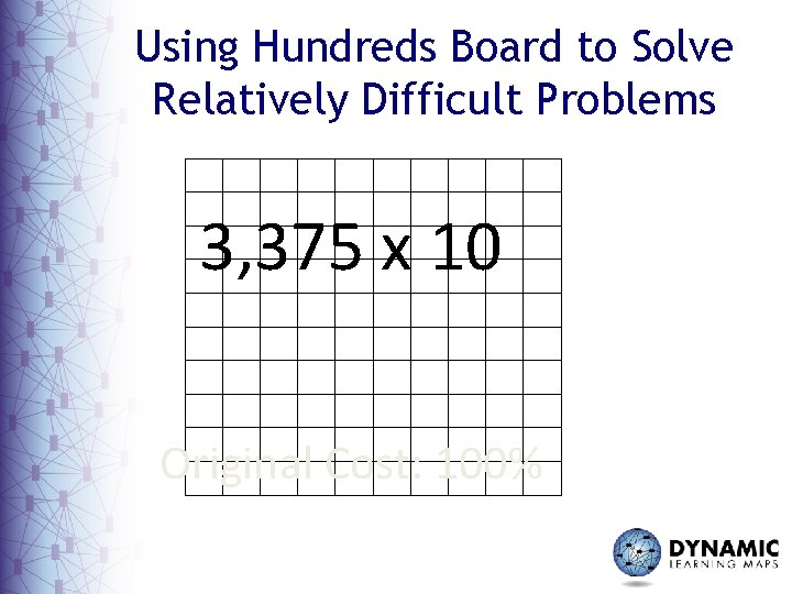 Using Hundreds Board to Solve Relatively Difficult Problems 3, 375 x 10 Original Cost: