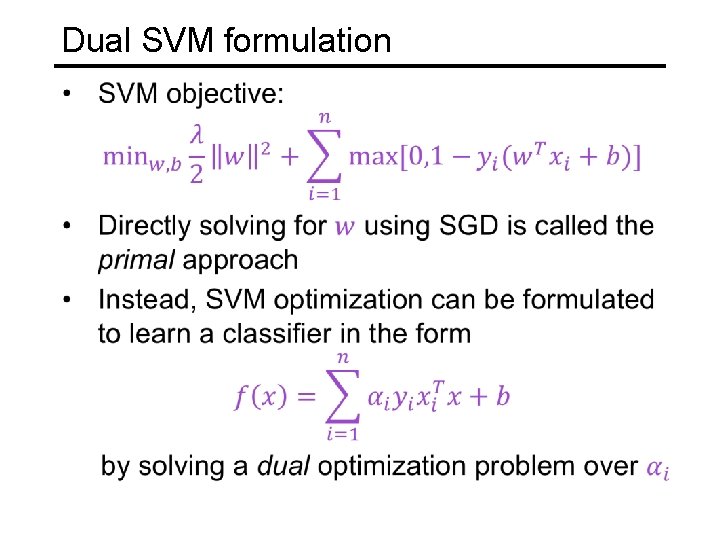 Dual SVM formulation 