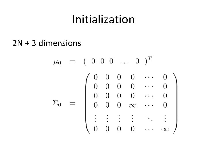 Initialization 2 N + 3 dimensions 