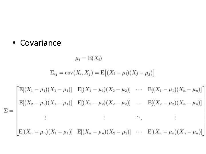  • Covariance 