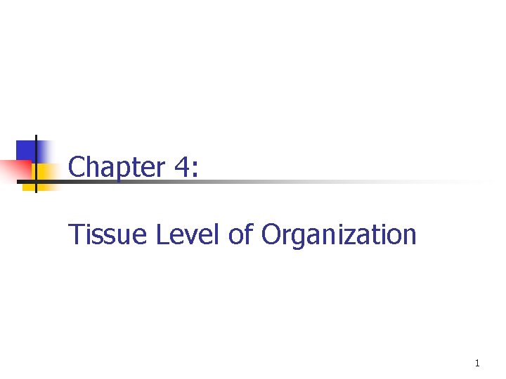 Chapter 4: Tissue Level of Organization 1 