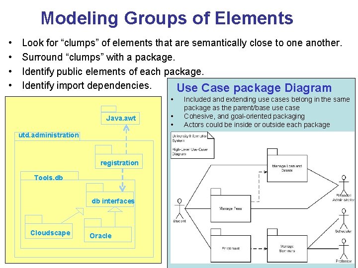 Modeling Groups of Elements • • Look for “clumps” of elements that are semantically