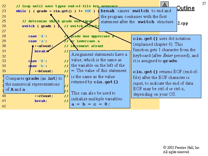 22 23 // loop until user types end-of-file key sequence while ( ( grade