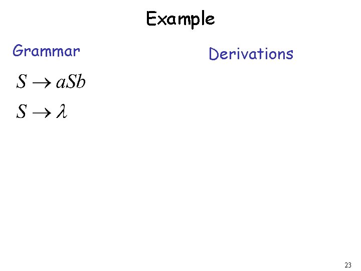 Example Grammar Derivations 23 