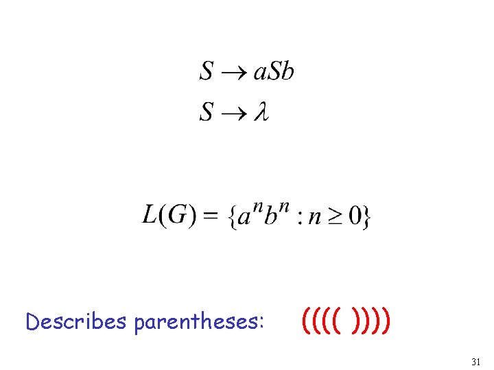 Describes parentheses: (((( )))) 31 