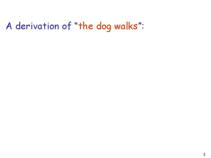 A derivation of “the dog walks”: 8 