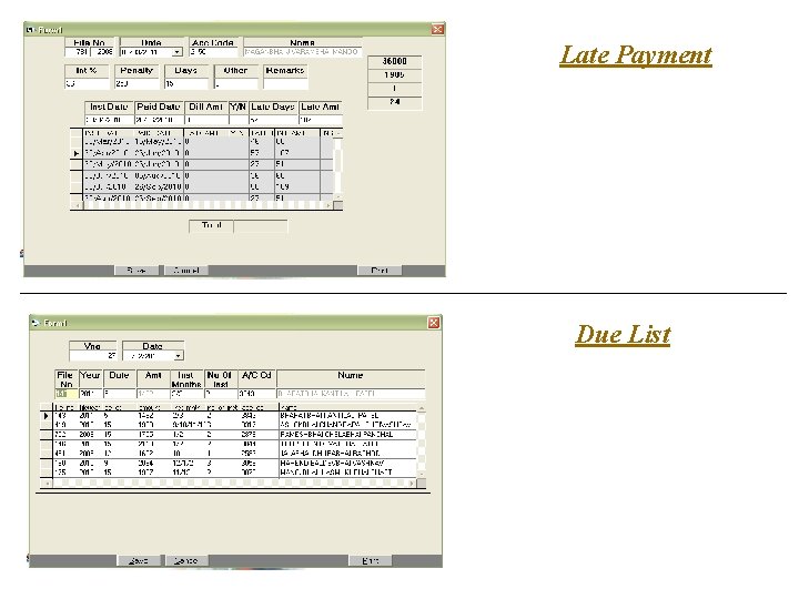 Late Payment Due List 