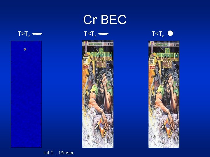 Cr BEC T>Tc T<Tc tof 0… 13 msec T<Tc 