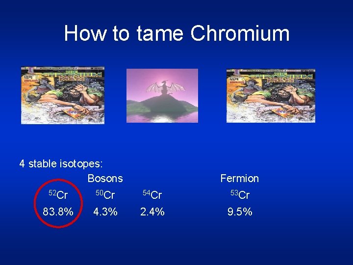 How to tame Chromium 4 stable isotopes: Bosons Fermion 52 Cr 50 Cr 54