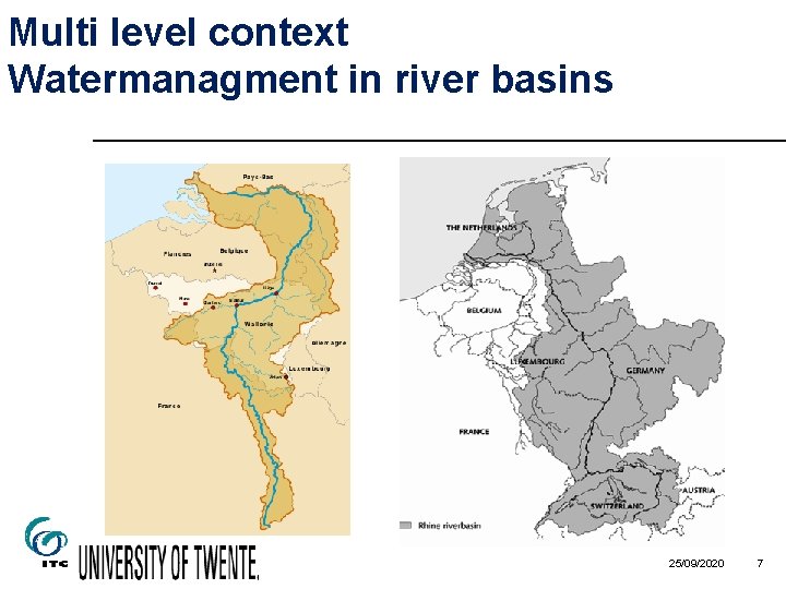 Multi level context Watermanagment in river basins 25/09/2020 7 