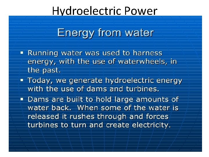 Hydroelectric Power 