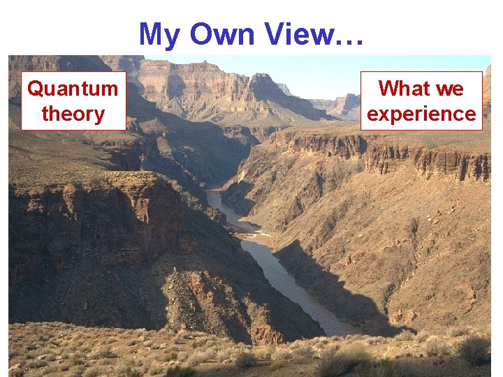 My Own View… Quantum theory What we experience 