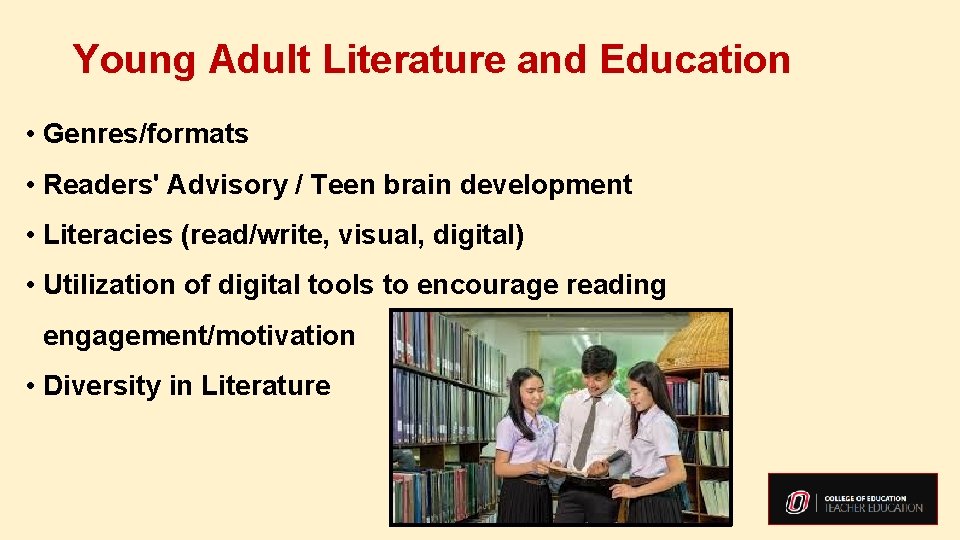 Young Adult Literature and Education • Genres/formats • Readers' Advisory / Teen brain development