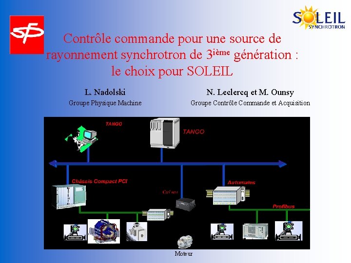 Contrôle commande pour une source de rayonnement synchrotron de 3 ième génération : le