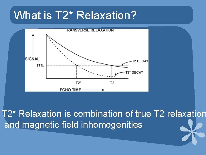 What is T 2* Relaxation? T 2* Relaxation is combination of true T 2