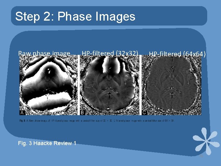 Step 2: Phase Images Raw phase image HP-filtered (32 x 32) HP-filtered (64 x