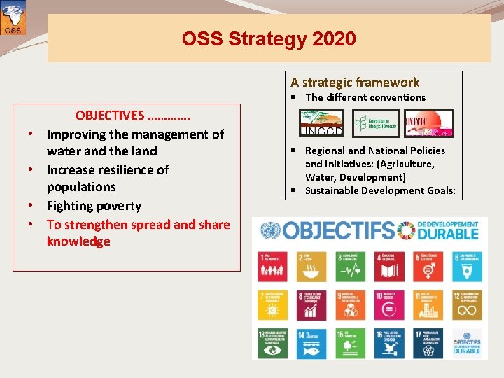 OSS Strategy 2020 A strategic framework § The different conventions • • OBJECTIVES ………….