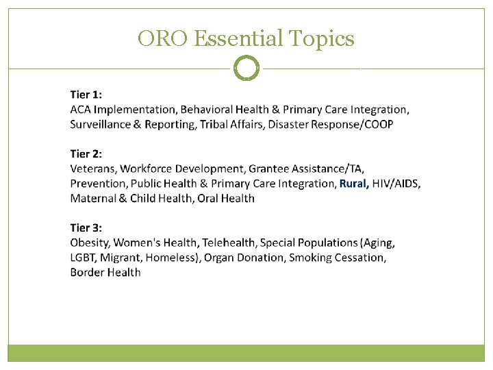 ORO Essential Topics 