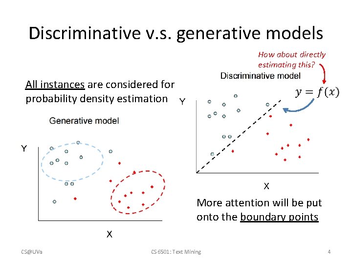 Discriminative v. s. generative models How about directly estimating this? All instances are considered