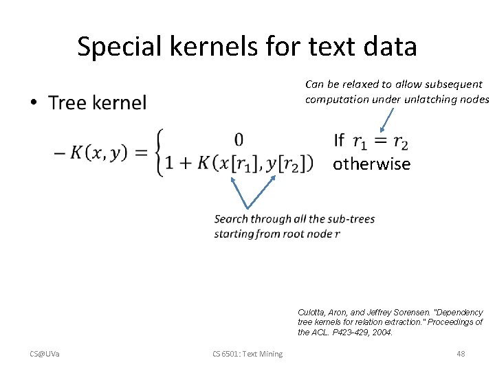 Special kernels for text data Can be relaxed to allow subsequent computation under unlatching