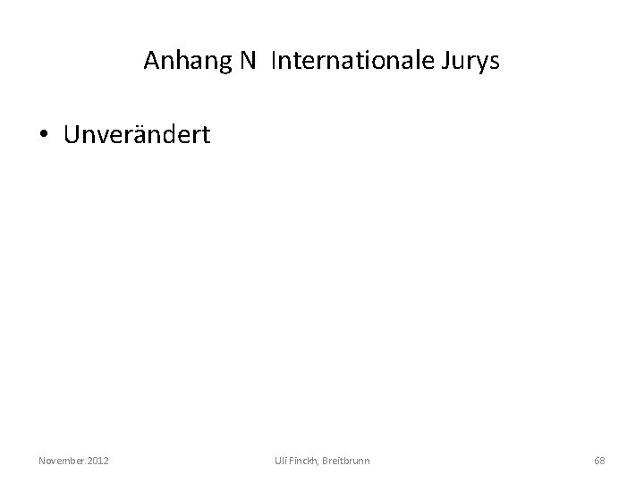 Anhang N Internationale Jurys • Unverändert November. 2012 Uli Finckh, Breitbrunn 68 