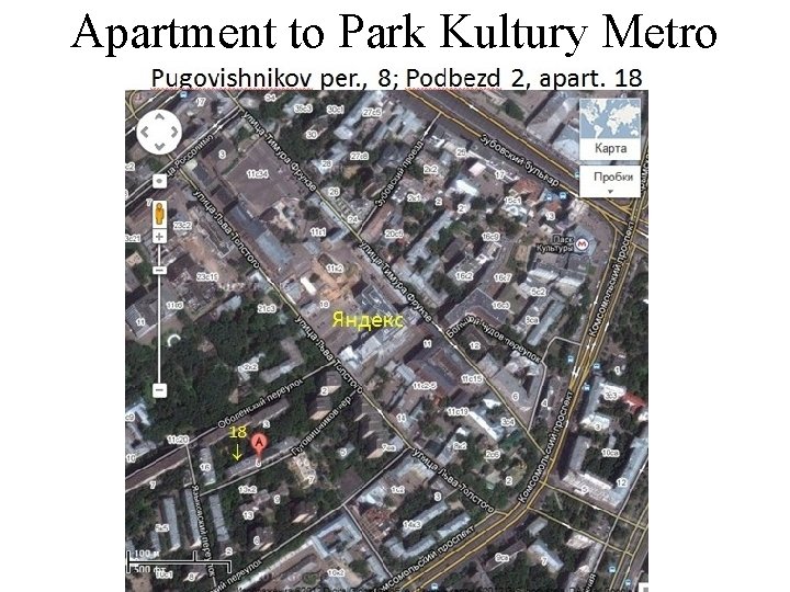 Apartment to Park Kultury Metro 