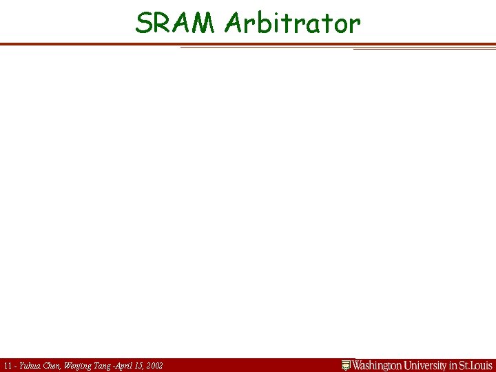SRAM Arbitrator 11 - Yuhua Chen, Wenjing Tang -April 15, 2002 